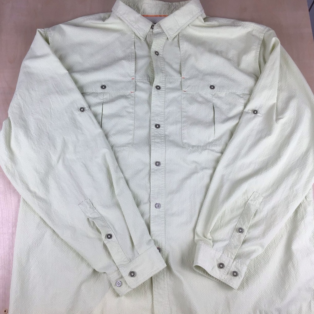 Orvis Mens XXL Long Sleeve Button Up Vented Fishing Shirt Lime Green